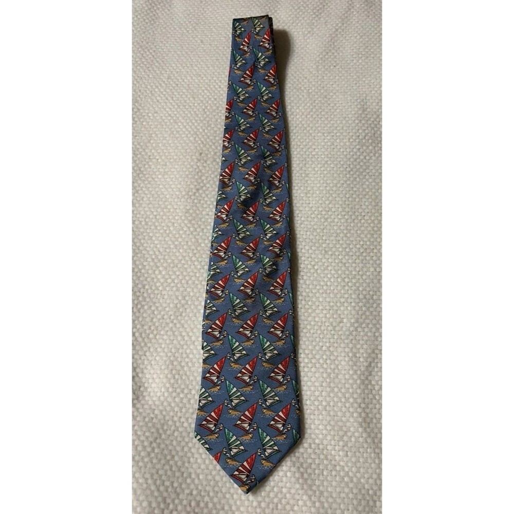 Vintage Beaufort Tie Rack Silk Necktie Blue Sailing Print Made in Italy